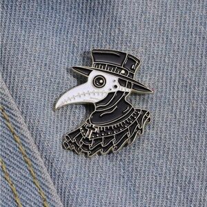 Gothic Death Mask Pin, Black and White color, Steampunk, Vintage Inspired